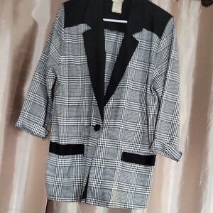 BOBBIE BROOKS Blazer Jacket  Black & White CheckVintage W/ Patchpocket